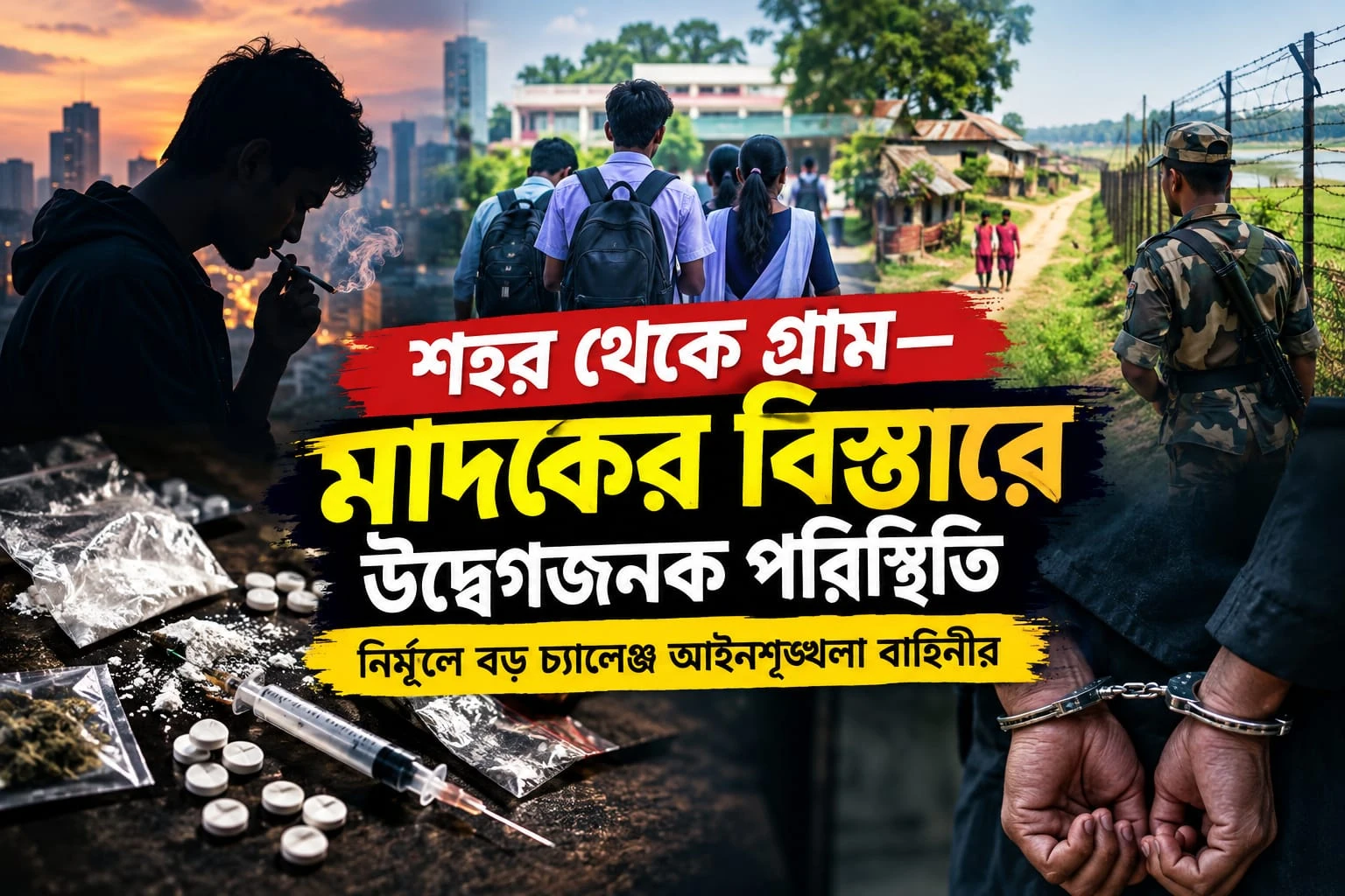 শহর থেকে গ্রাম—মাদকের বিস্তারে উদ্বেগজনক পরিস্থিতি, নির্মূলে বড় চ্যালেঞ্জ আইনশৃঙ্খলা বাহিনীর
